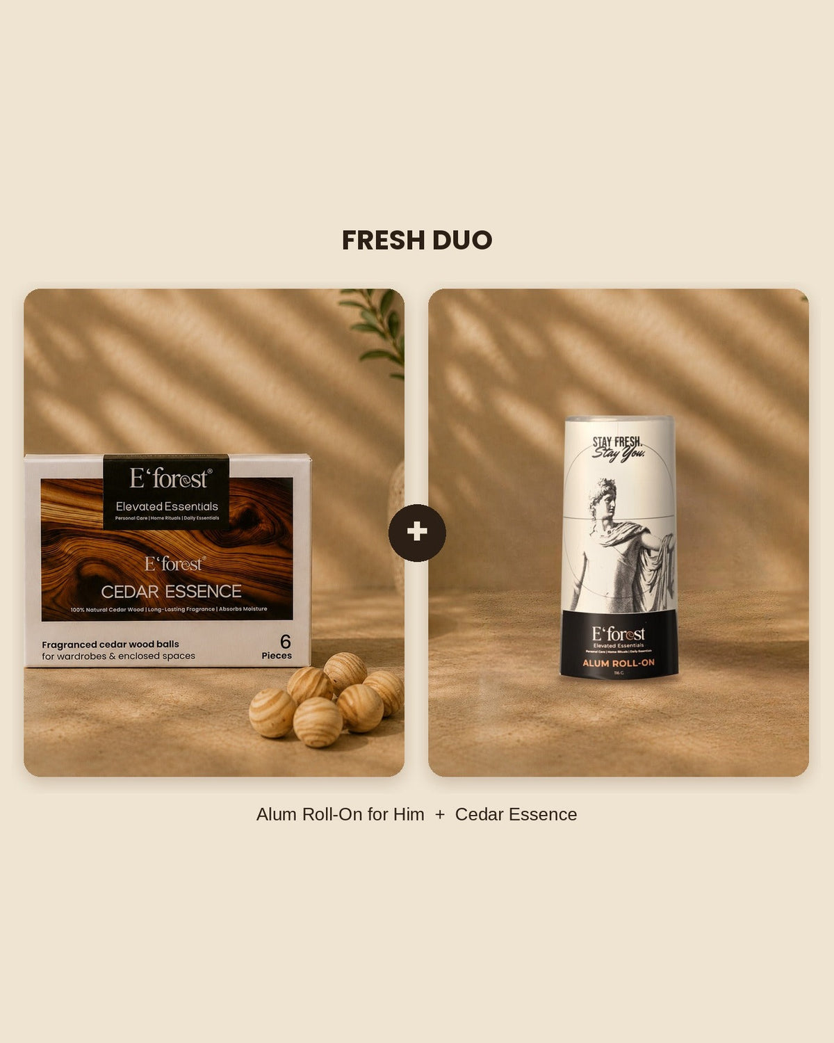 E'forest Fresh Duo – Alum Roll-On for Him + Cedar Essence