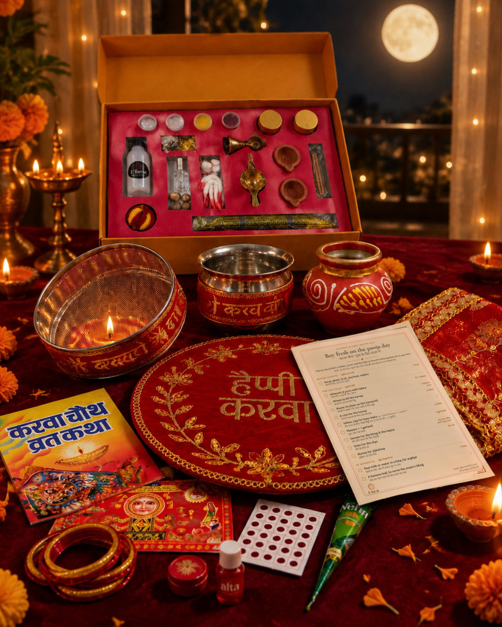Karva Chauth kit with the buy-fresh-on-the-day card
